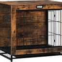 Dog Crate Furniture, 25.5" Small Dog Kennel Indoor, Wooden Cage with Pull-Out Tray, Double Doors Pet House Side End Table for Small/Medium Dogs, Rustic Brown BF642GW03G1 (25.2L x 19.7W x 23.6H)
