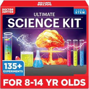 Doctor Jupiter Ultimate Science Kit, Chemistry Set for Kids Ages 8-9-10-11-12-13-14 | Birthday Gift Ideas for Boys & Girls 8+ Years Old | STEM Toy with 135+ Experiments | Learning & Educational Kits
