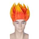 Halloween Angry Fire Costumes Including Flame Wig Like Fire, Hair Cap, Striped Tie, Gloves, Men's and Women's Dress Up