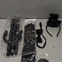 5 Pcs Halloween Yellow Triangular Dream Demon Costume with Mini Top Hat Headband Black Satin Opera Gloves Bow Tie Eye Patches Cane for Men Women Cosplay Halloween Party