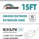 Indoor/Outdoor Extension Cord, 16 Gauge 15FT White 3 Prong Heavy Duty, Weatherproof, UL Listed, 16/3 SJTW 13A Power Cord for Outdoor Lights, Appliances, Lawn