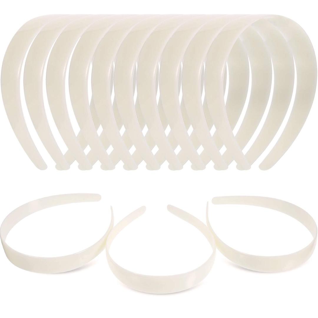 HESTYA 40 Pcs Plastic Headbands for Women DIY Craft 1 Inch Hair Bands Headwear with Teeth Wide Plain Blank Headbands Custom Hair Accessories for Graduation Halloween (White)