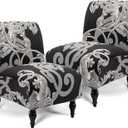 Iauddy Armless Accent Slipper Chair Cover Slipcover,Stretch Spandex Removable Non-Slip Silp Cover for Accent Chair Without Arms Furniture Protector for Living Dining Room(Black/Gray, 2)