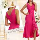 BeryLove Formal Wedding Guest Evening Midi Ruffle Dresses Prom Cocktail Party Mother of The Bride Dress (Pink, XXL)