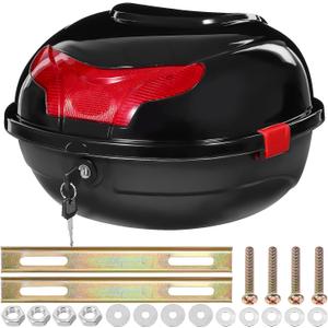 ULTECHNOVO Motorcycle Trunk Large Capacity Hard Tail Box with Reflective Strip Universal Motorcycle Top Case Rear Storage Bag for Scooter and Touring Bikes 15.35X14.17X9.84In