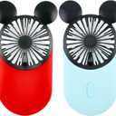 Cute Mouse Personal Mini Fan, Rechargeable Handheld USB Fan, 3 Adjustable Wind Speeds and Wearable Design, Portable Pocket Size for Travel/Outdoor/Vacation/Park Trip (Red+Blue)