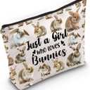 LEVLO Funny Bunny Cosmetic Bag Animal Lover Gift Just A Girl Who Loves Bunnies Makeup Zipper Pouch Bag Bunny Lover Gift (Bunnies)