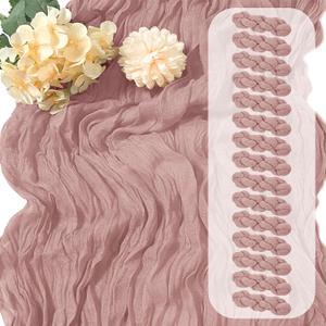 15 Pack Dusty Pink Cheesecloth Table Runner 17 x 108 inch Cheese Cloth Table Runners 9ft Pink Table Runner Rustic Romantic Sheer Gauze Runner for Wedding Party Baby Shower Table Decoration