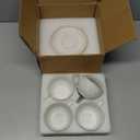 MALACASA 6 OZ Cappuccino Cups with Saucers Set of 4 - Ceramic Stackable Tea Cups and Saucers, Embossment Coffee Mugs for Tea, Latte and Mocha, Dishwasher Safe, Arctic white