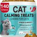Cat Calming Treats, 140 Soft Chews to Relieve Anxiety, Stress & Prevent Bites, Perfect for Travel & Veterinary Visits, Soothing Calming Care, BB Date: 11/09/2027