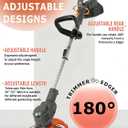 Electric Weed Wacker Cordless Battery Powered,20V Lightweight Weed Trimmer Eater with 2 Battery and Charger,3 in 1 Grass Trimmer/Brush Cutter/Lawn Edger with 26 Blade for Yard,Garden
