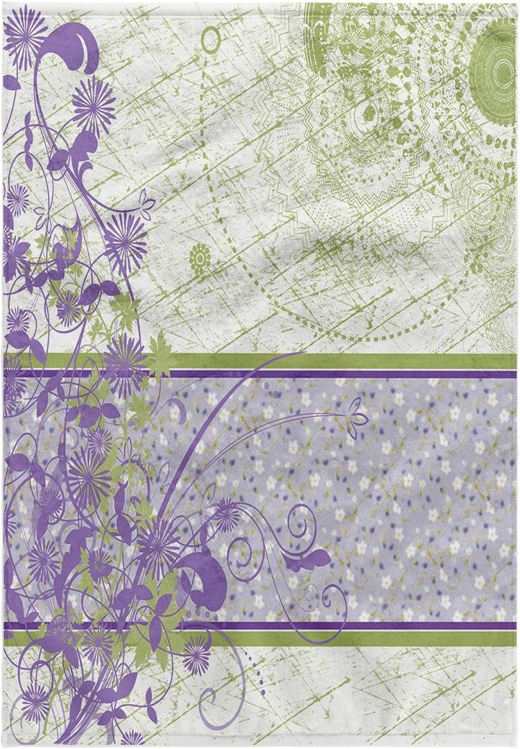 3D Rose Elegant Lavender and Green Floral Swirls Hand/Sports Towel, 15 x 22