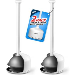 2Pack Toilet Plunger with HolderPlungers for Bathroom with Holder, Toilet Plunger with CoverBathroom PlungerBathroom DecorBathroom AccessoriesToilet Bowl Cleaners,White