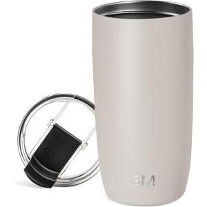 Simple Modern Voyager Tumbler with Flip Lid | Travel Coffee Mug | Insulated Stainless Steel Cold Brew Iced or Hot Coffee Cup | Gifts for Women Men Her Him | 16oz, Almond Birch