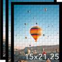 JCJMY 15x21.25 Puzzles Frame Set of 3 Black, Wall Hanging 15 x 21.25 Picture Frame for 15 by 21.25 Poster Photo Canvas Picture Puzzles with Shatter Resistant Plexiglass, 3 Pack, Black