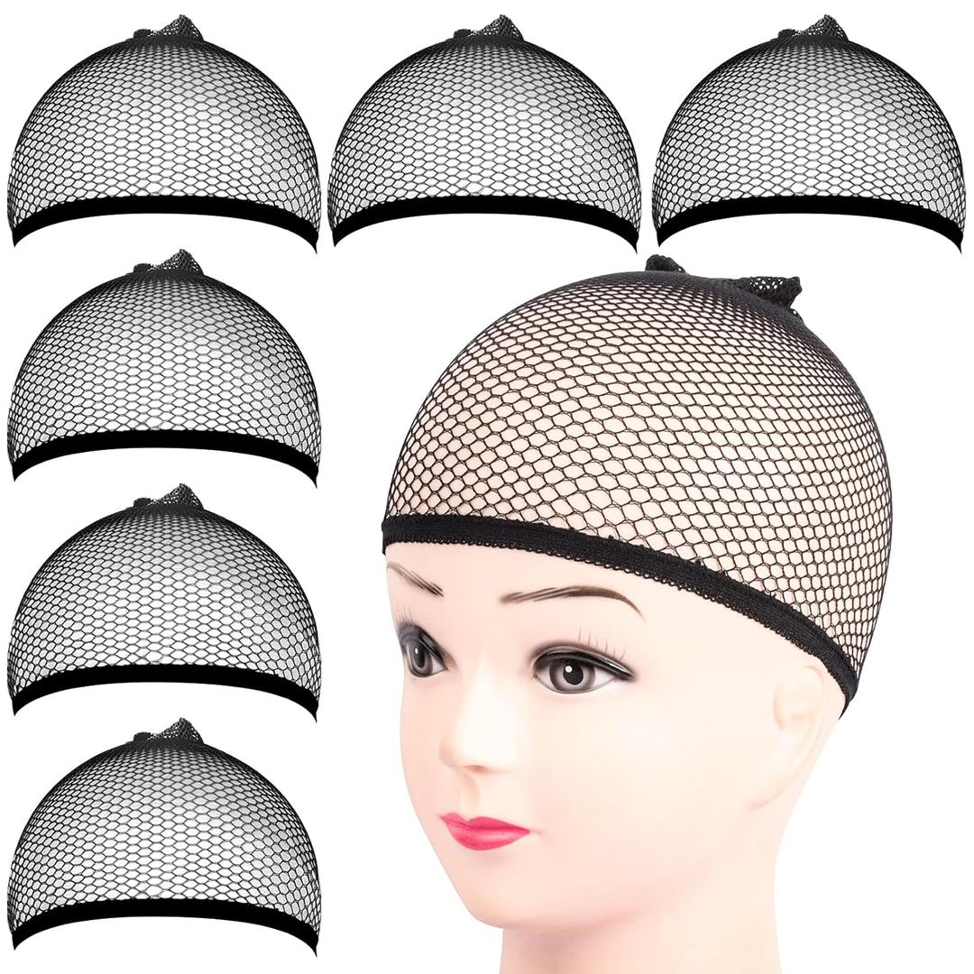 Fandamei 6PCS Wig Cap, 6PCS Black Mesh Wig Cap Net, Closed End Hair Mesh Net, Liner Weaving Caps for Women, Men, Kids, Wig Caps for Halloween, Cosplay