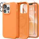 GONEZ Magnetic for iPhone 13 Pro Max Case, Compatible with MagSafe, [Screen Protector + Camera Lens Protector], Silicone Shockproof Anti-Scratch Protective Phone Case 6.7 inch, Orange