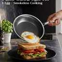 Nonstick Frying Pan with Lid 7-Inch, Durable Stainless Steel Skillet, Induction Cooktop Compatible, PFOA-Free Scratch-Proof, Dishwasher & Oven Safe, Stay-Cool Handle, Silver Kitchen Cookware
