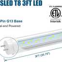 JESLED T8 LED Tube Light 3FT, 2520LM, 18W(45W Equivalent), 6000K, Ballast Bypass, 36 Inch F25T8 Fluorescent Bulb Replacement, Dual Ended, 36 Lighting Tube Fixture (4-Pack)