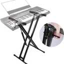 GUITTO Keyboard Piano Stand Gas Spring One-button Easy and Smooth Lifting Function Heavy Duty X Style Adjustable and Portable Music Keyboard Stand with Locking Straps with Skid-proof Pads GKS-02