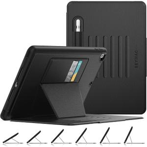 SEYMAC stock Case for iPad 9th/8th/7th Generation 10.2'', Strong Magnetic Auto Sleep Shockproof Case with Absorbing Multi-Angles Stand, Pen Holder, Card Slot (Black)