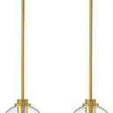 EDISHINE Pendant Light Fixtures 2 Pack with Clear Glass Globe Shade, Gold Kitchen Hanging Lighting Over Island, Hardwired Adjustable Metal Rod for Dining Room, Entryway