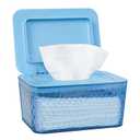 Wipes Dispenser, One-Handed Operation Wipe Holder for Baby & Adult, Seal-Designed Wipes Container for Bathroom Keep Diaper Wipes Fresh (Blue)