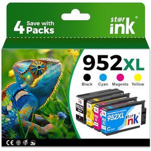 952XL Ink Cartridges Combo Pack Replacement for HP 952 Ink Cartridges, Compatible with HP OfficeJet Pro 8710 8715 8720 8702 8210 7740 Printer, (Black,Cyan,Magenta,Yellow-4 Pack)