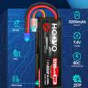 HOOVO 7.4V 5200mAh 80C 2S Lipo Battery Hard Case with EC3 Plug for Popular RC Car RC Helicopter Quadcopter UAV Drone FPV Tracxas Slash Buggy Team Associated(2 Packs)