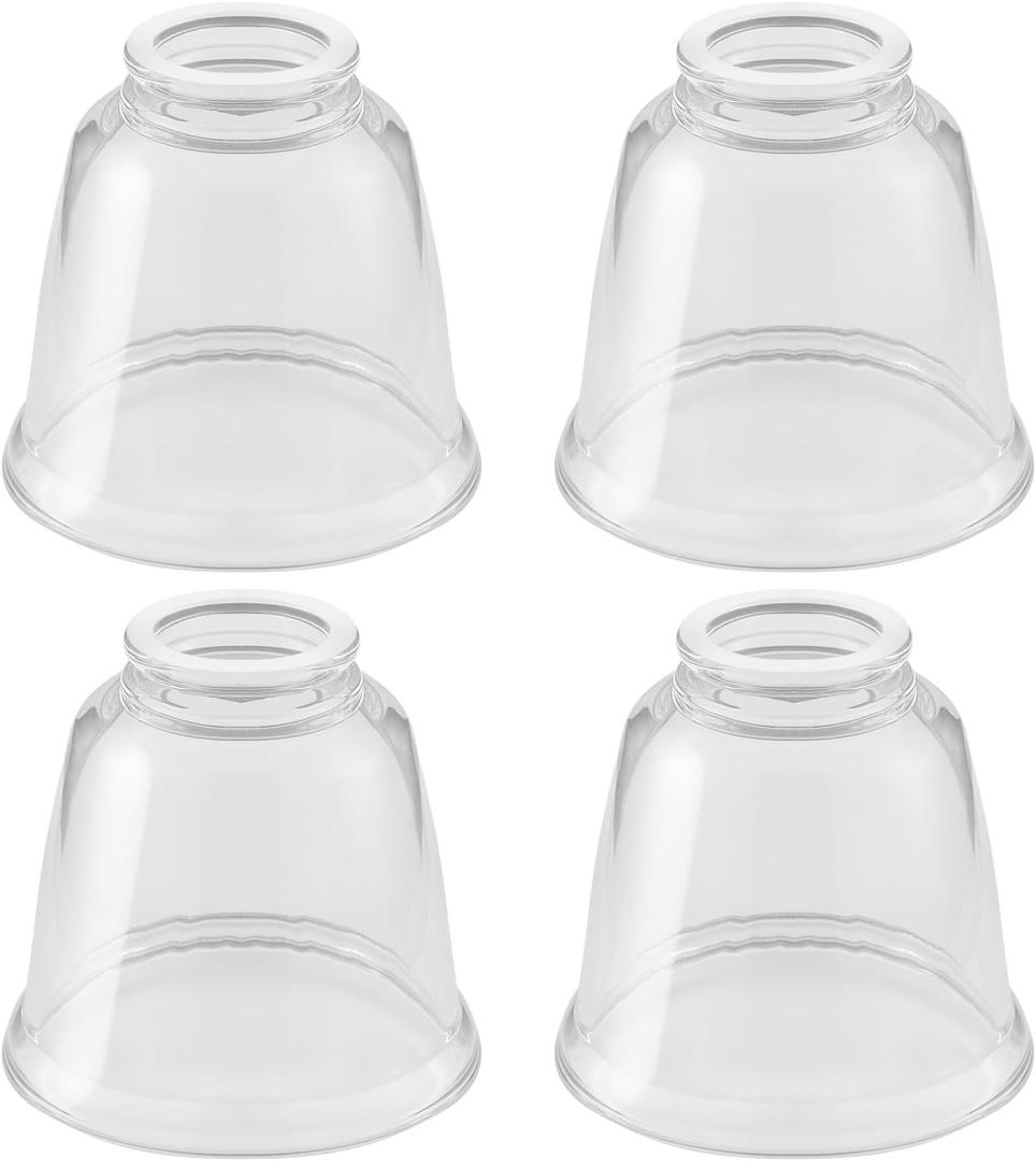 Modern Clear Glass Lampshade 4 Pack2-1/8" Fitter, 4-5/8" Diameter 4-1/2" Height, Replacement Lampshades For Ceiling Fans With LightsFor Living Room Bedroom Kitchen (Clear Glass(A))