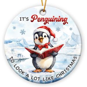 2 x Penguin Christmas Ornament 2025 - Cute Penguin Gifts for Women Men, Animal Ornament for Friends Boys Girls, Ceramic Christmas Ornaments for Tree Decor - Holiday Keepsake & Xmas Gift Exchange Idea