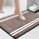 PURRUGS Bathroom Rug Non-Slip Machine Washable 20" x 30", Super Absorbent and Quick Dry Shaggy Microfiber Bath Mat, Extra Soft and Plush Bath Rug for Bathtub, Shower, and Sink, Brown