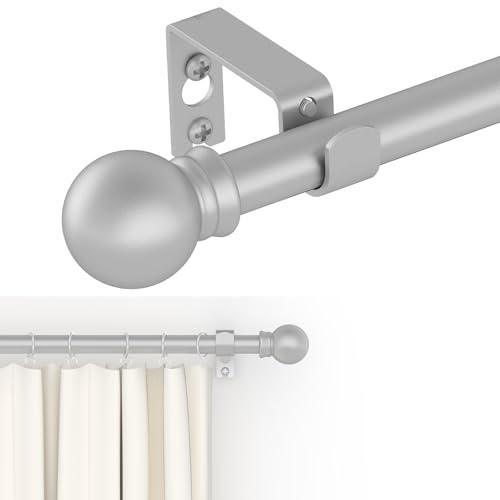 GXOACKJ Curtain Rods for windows 32-62 inch, 5/8 inch Decorative Silver Splicing Heavy Duty Metal Curtain Rod set with Brackets