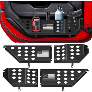 Metal Front Door Pocket Storage Box for Jeep WranglerDoor Side Insert Organizer for Jeep Wrangler JL JLU 4XE 2018-2024 & Gladiator JT 2020-2024 Door Storage Expansion Accessories 2PCS, Flag