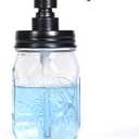 Mason Jar Glass Hand Soap Dispenser, Bathroom Kitchen Farmhouse Decor with Black 304 RustProof Stainless Steel Pump, Ideal for Dish Detergent, Liquid, Lotion (16 Ounces)