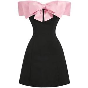 GORGLITTER Women's Bow Strapless Bodycon Mini Dress Off The Shoulder Wedding Guest Birthday Cocktail Going Out Dresses.S