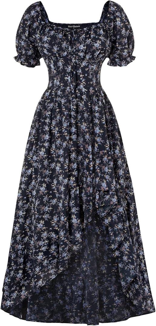 Scarlet Darkness Corset Dresses for Women Summer 2026 Floral Wedding Guest Chiffon Sundress (Black, XL)
