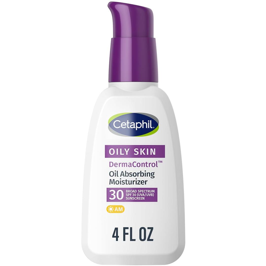 Cetaphil DermaControl Oil Absorbing Moisturizer with SPF 30, For Sensitive, Oily Skin, 4 Fl oz, Absorbs Oil, Reduces Shine, Hydrates, Protects, No Added Fragrance, EXP 2027/08