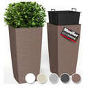 Mueller M-Resin Heavy Duty Tall Planter, Indoor/Outdoor Grande Plant, Tree, Flower Pot, 2-Piece Set, 24”, Modern Design, Built-in Drainage, Mocha