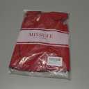 Missufe Women's V Neck Ruffle Short Sleeve Bodycon Summer Casual T Shirt Dress (Red, L)