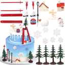 23PCS Ski-themed Cake Decoration Ski-themed Cake Topper for Birthday Party Supplies