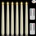 Homemory 6 Pcs Waxy Flameless Taper Candles with Remote, Flickering Battery Operated Candlesticks, Led Fake Candles Tall Candle for Home, Wedding, Party, Ivory, 9.6 inches