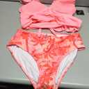 ZAFUL Womens Tankini Swimsuits Smocked 2 Piece Bathing Suits Modest Tie Back Swimwear (Pink, XL)