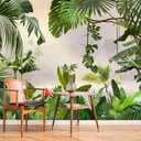Bormia Tropical Leaf Wall Mural Wallpaper Green Monstera Forest Palm Tree Murals for Living Room Bedroom TV and Sofa Background Kids Rooms
