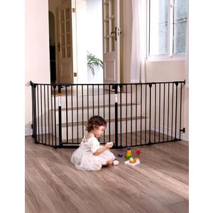 Babelio 104" Extra Wide Baby Gate, AdaptiZone, 5 Metal Panels, Black