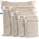 100% Cotton Mesh Laundry Bags, Premium Soft, No Dye, Set of 4, Natural