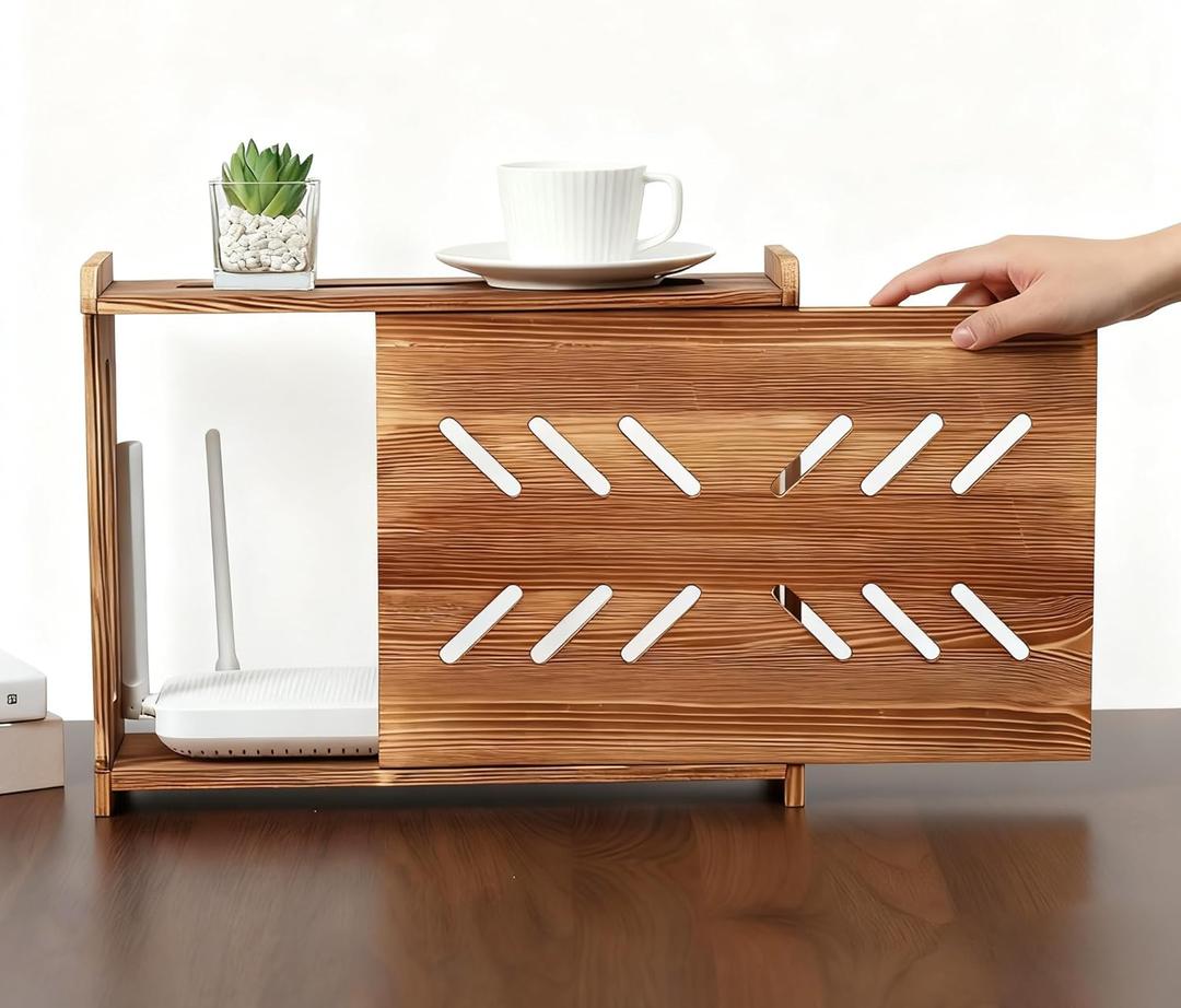 Adjustable Projector Shelf & Router Shelf -Router Box Hider, Modem Cable Router Cover Organized Power Strip Cable Management Hider, Storage Solutions Suitable for Homes or Offices