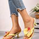 MakeMeChic Women's Open Toe Floral Kitten Heels Flower Summer Beach Sandals Tropical Flower Yellow 8