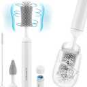 SEANCHEER S02 Electric Bottle Brush Cleaner, Waterproof Baby Bottle Brush, AA Battery-Powered & 360° Wrist-Friendly, with Silicone Bottle/Nipple/Straw Brush, Perfect Essentials for New Parents