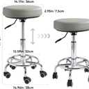 Rolling Stool with Wheels, Comfort Cushion Professional Swivel Drafting Stool, Height Adjustable Heavy Duty 500 lb Stool with Silent Casters and Foot Ring for Salon Tattoo Clinic Home Office, Grey, Standard